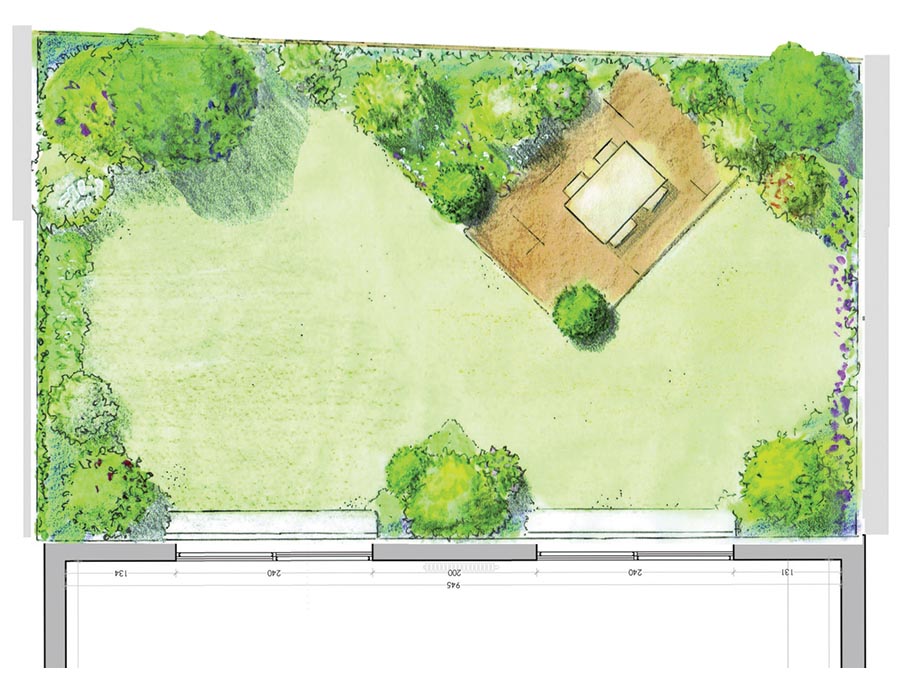 Dessin concpetion jardin terrasse architecture paysagiste