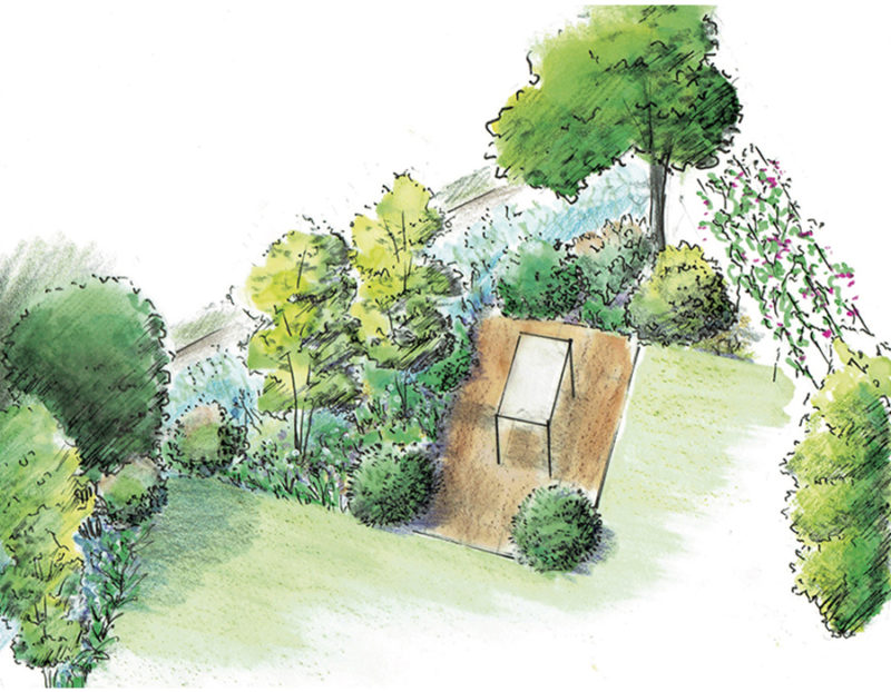 Dessin concpetion jardin terrasse architecture paysagiste